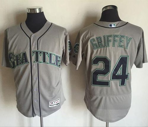 Mariners #24 Ken Griffey Grey Flexbase Authentic Collection Stitched MLB Jersey